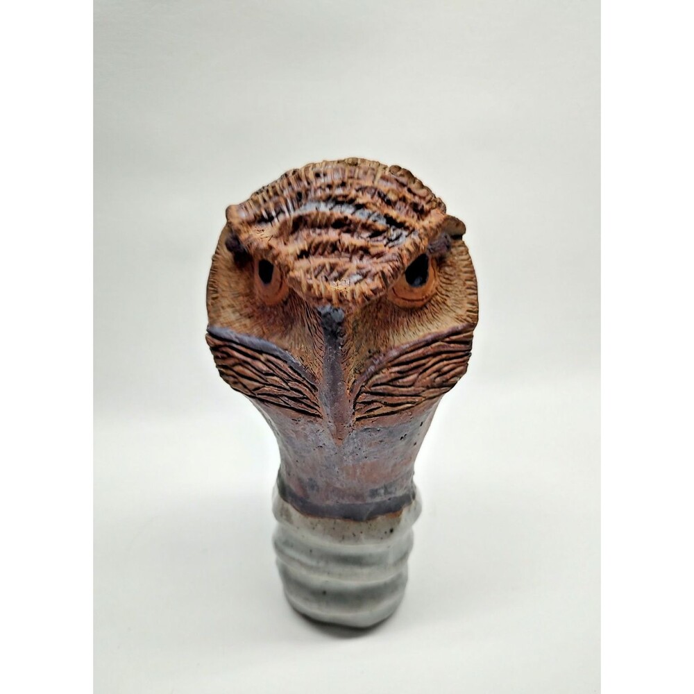 Vintage Art Pottery Owl Figure Sculpture Studio Piece Signed 6-1/2"